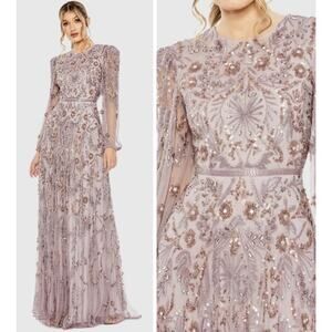 Mac Duggal 93930 Purple Beaded Size 12 Evening Gown Embellished A-Line Dress NWT